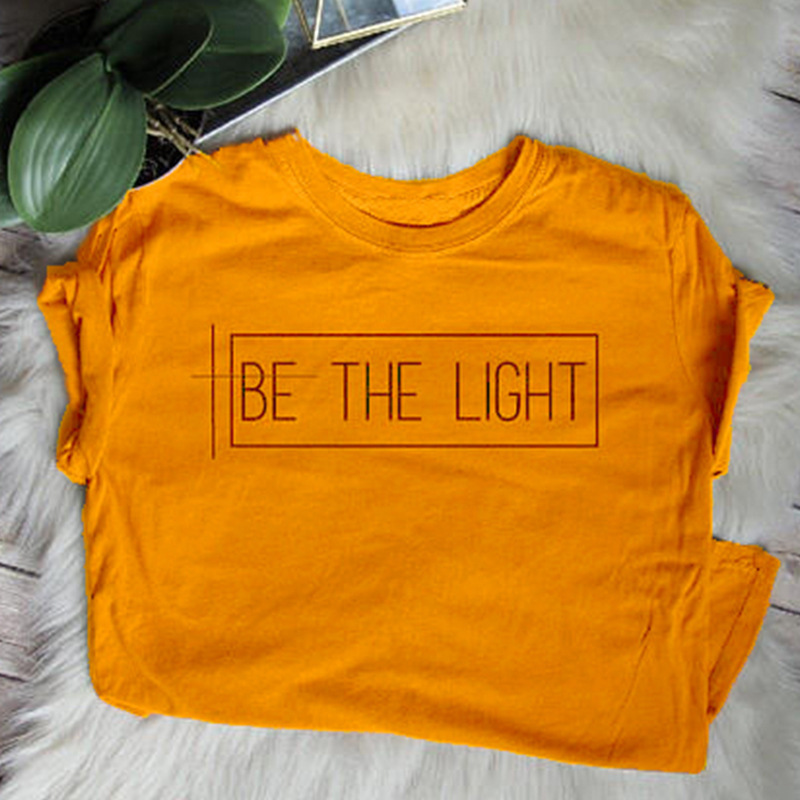 2020 speed sell Amazon summer BE THE LIGHT letter print short-sleeved T-shirt men and women casual tops